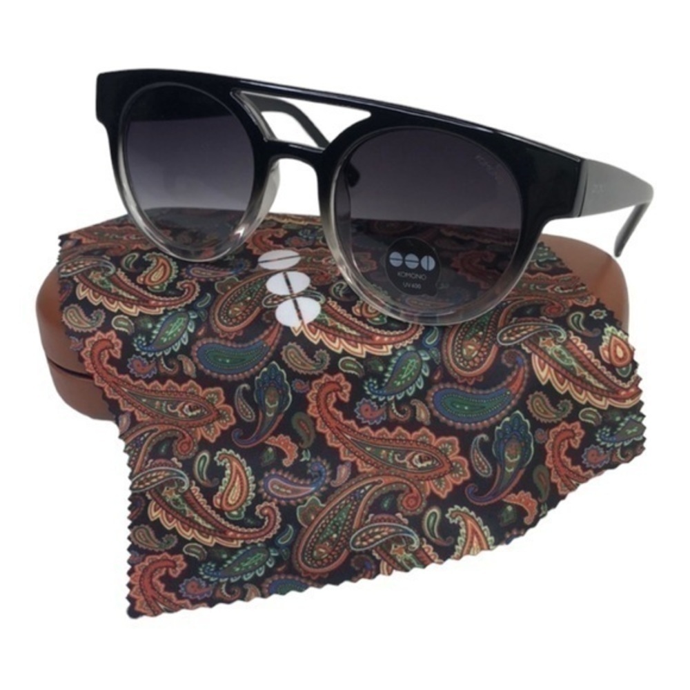 KOMONO Dreyfuss Paisley Sunglasses NEW GRAY BLACK - Picture 10 of 12